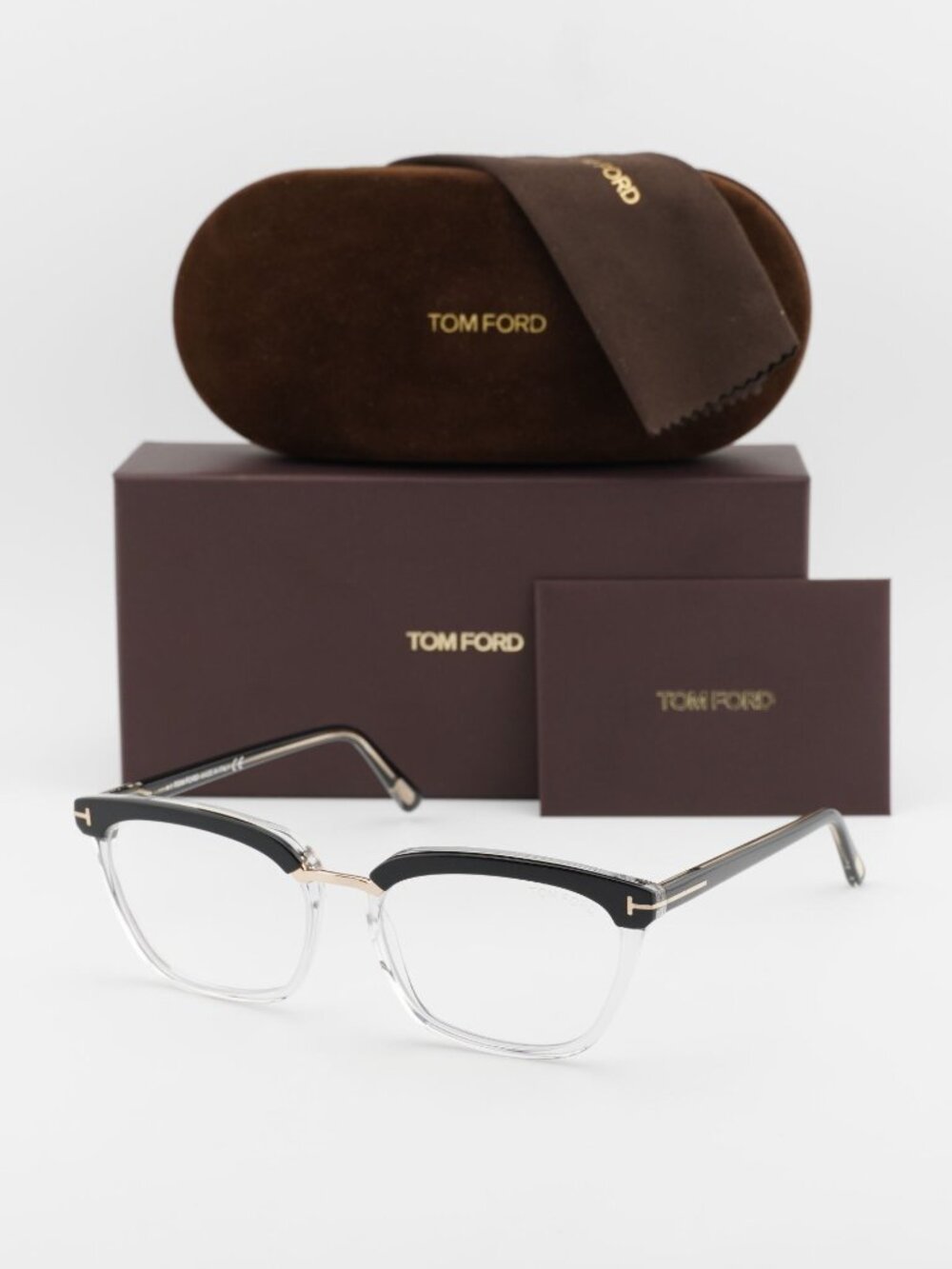 Tom Ford FT5550-B 005 Square Women Eyeglasses - Black / Crystal 54mm